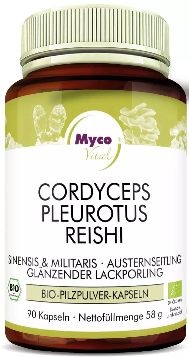 MycoVital Cordyceps-Pleurotus-Reishi BIO-Pilzpulver-Kapseln