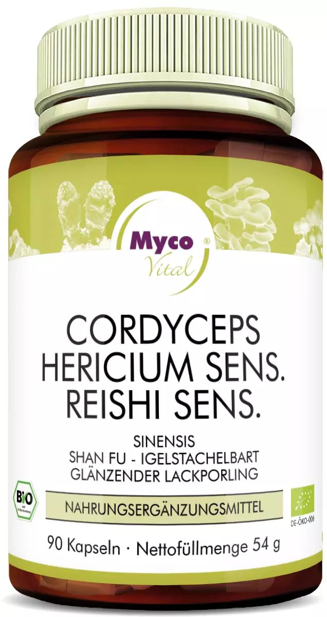 MycoVital Cordyceps, Hericium- & Reishi-Sensitive BIO-Pilzpulver-Kapseln