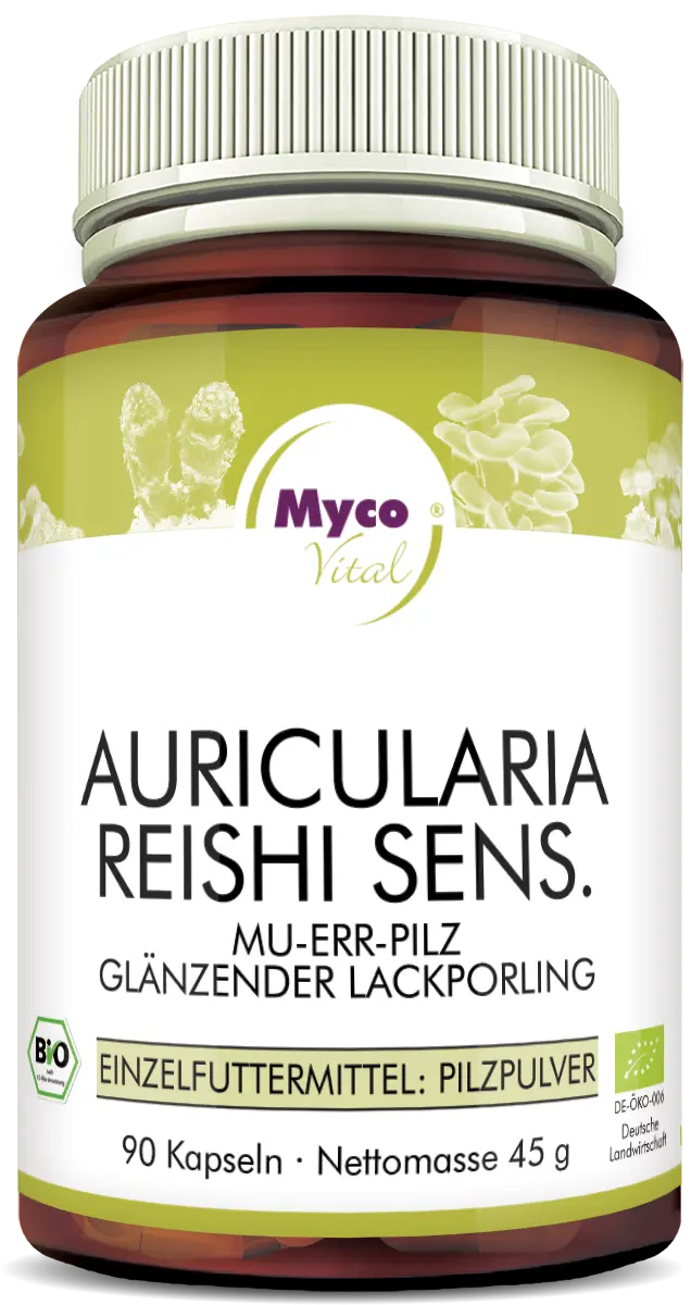 MycoVital Auricularia-Reishi Sensitive BIO-Pilzpulver-Kapseln