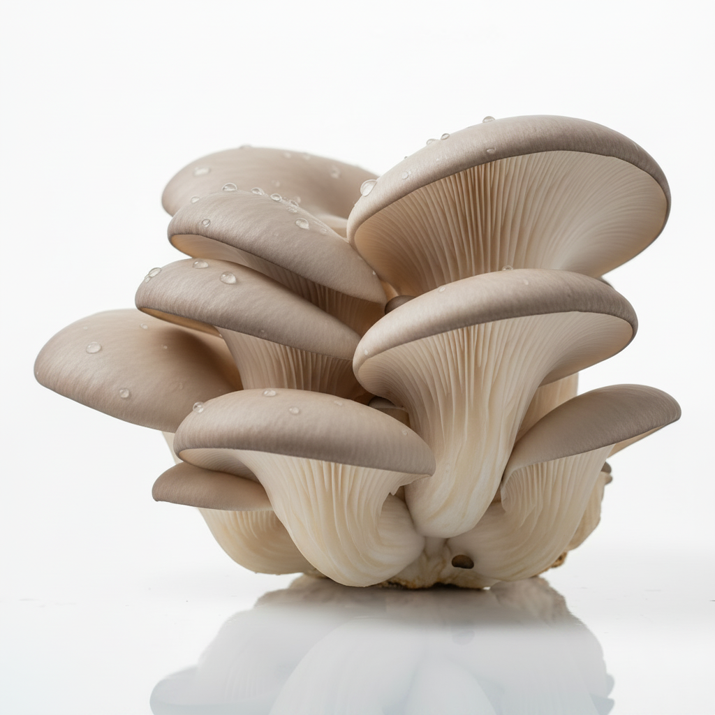 Pleurotus sfondo bianco seamless con riflesso